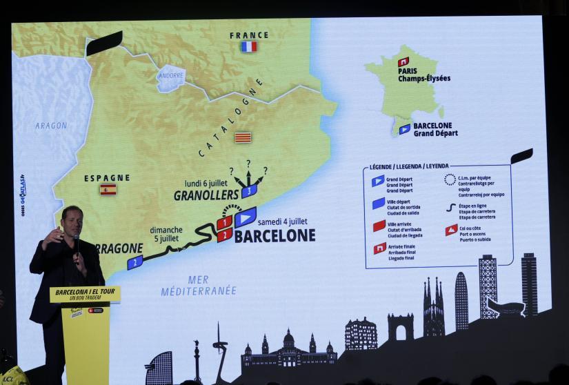 Imagen de la presentación del comienzo del Tour de 2026 en Barcelona