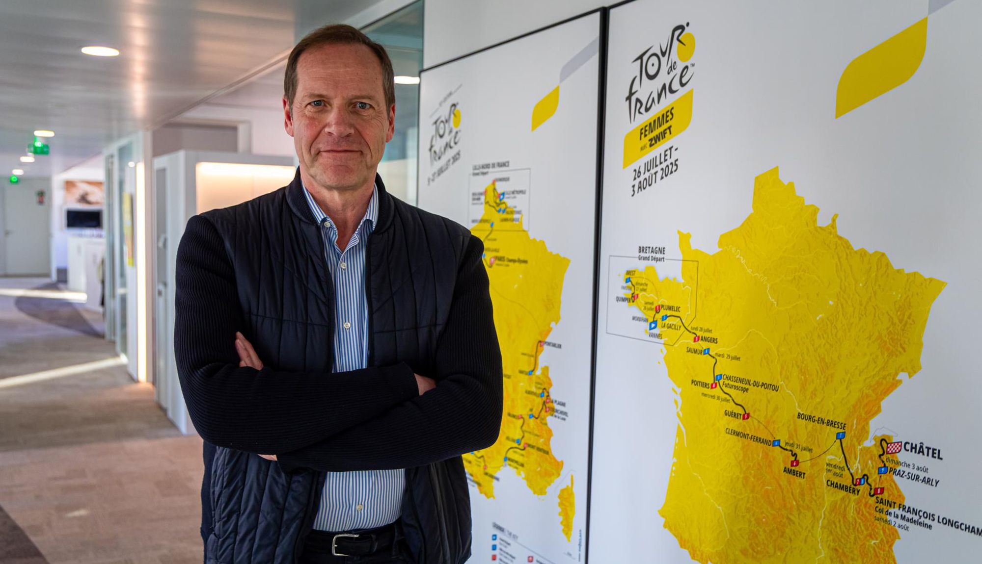 El director del Tour de Francia, Christian Prudhomme, durante la entrevista con EFE.