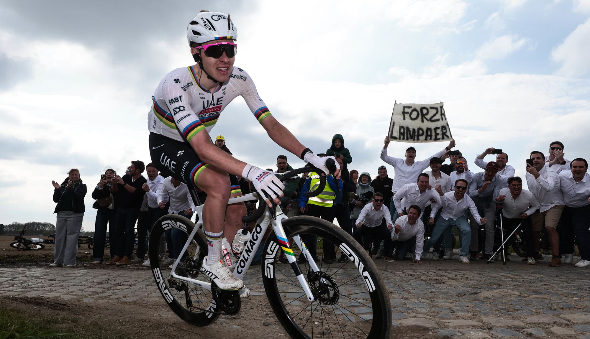 Tadej Pogacar en una imagen de la reciente Paris-Roubaix