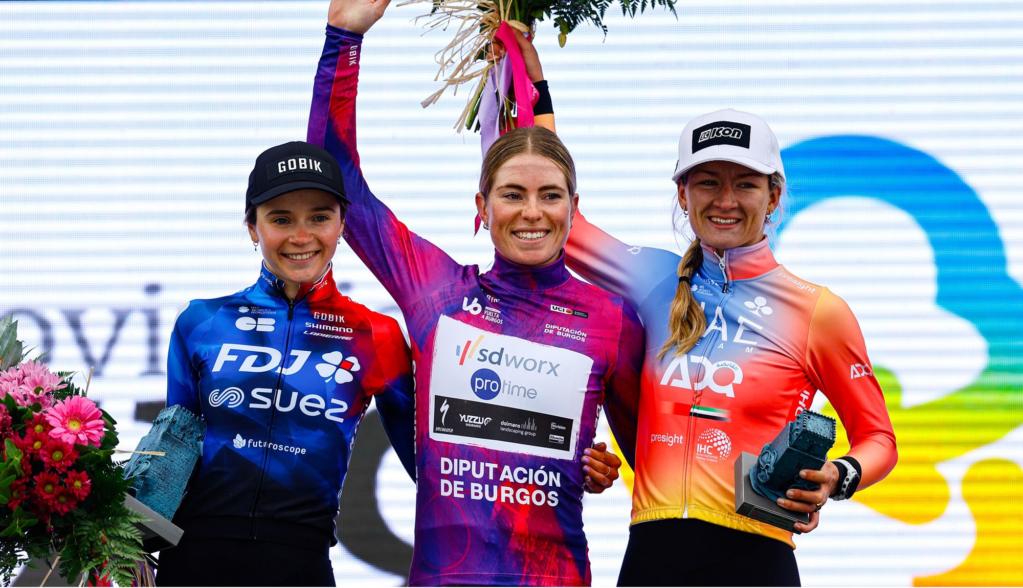 Podio de la Vuelta a Burgos 2024, que conquistó Demi Vollering