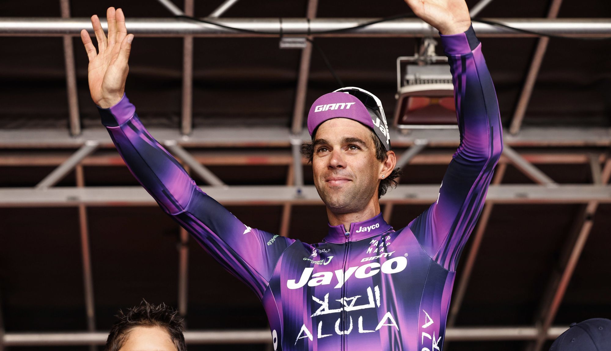 Michael Matthews en el podio tras ganar el reciente Gran Premio de Fráncfort