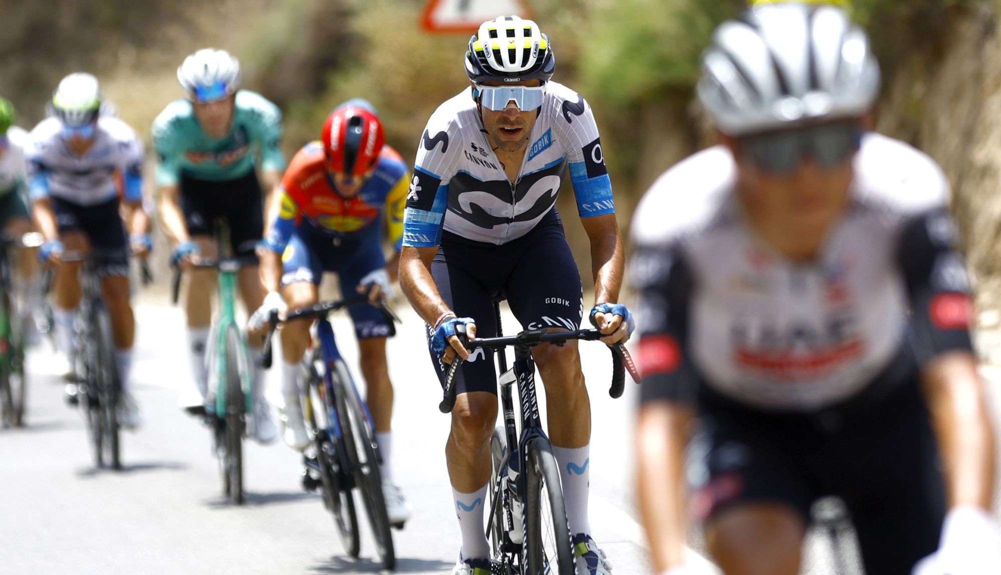 El ciclista del Movistar Jorge Arcas durante la prueba del Campeonato de España en ruta