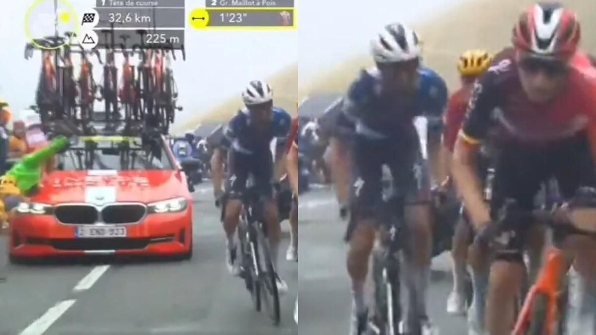 En la subida Col de Peyresourde, el coche del equipo Ineos Grenadiers atropelló a una espectadora 