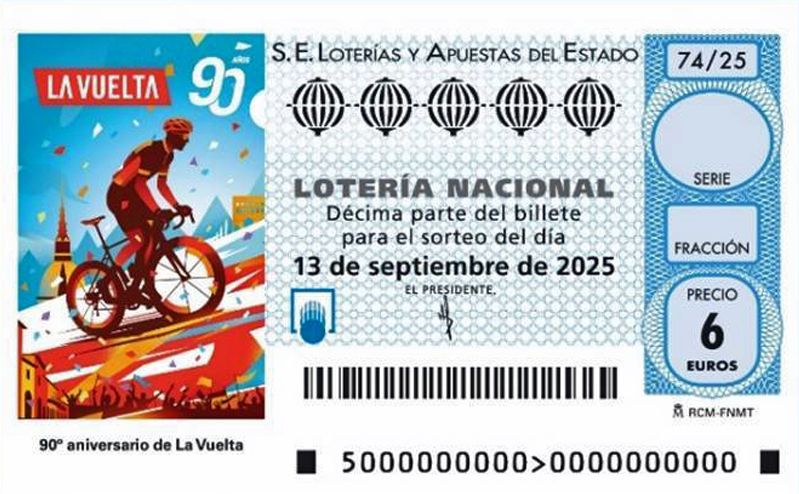 Décimo de Lotería Nacional que conmemora el 90ª aniversario de La Vuelta