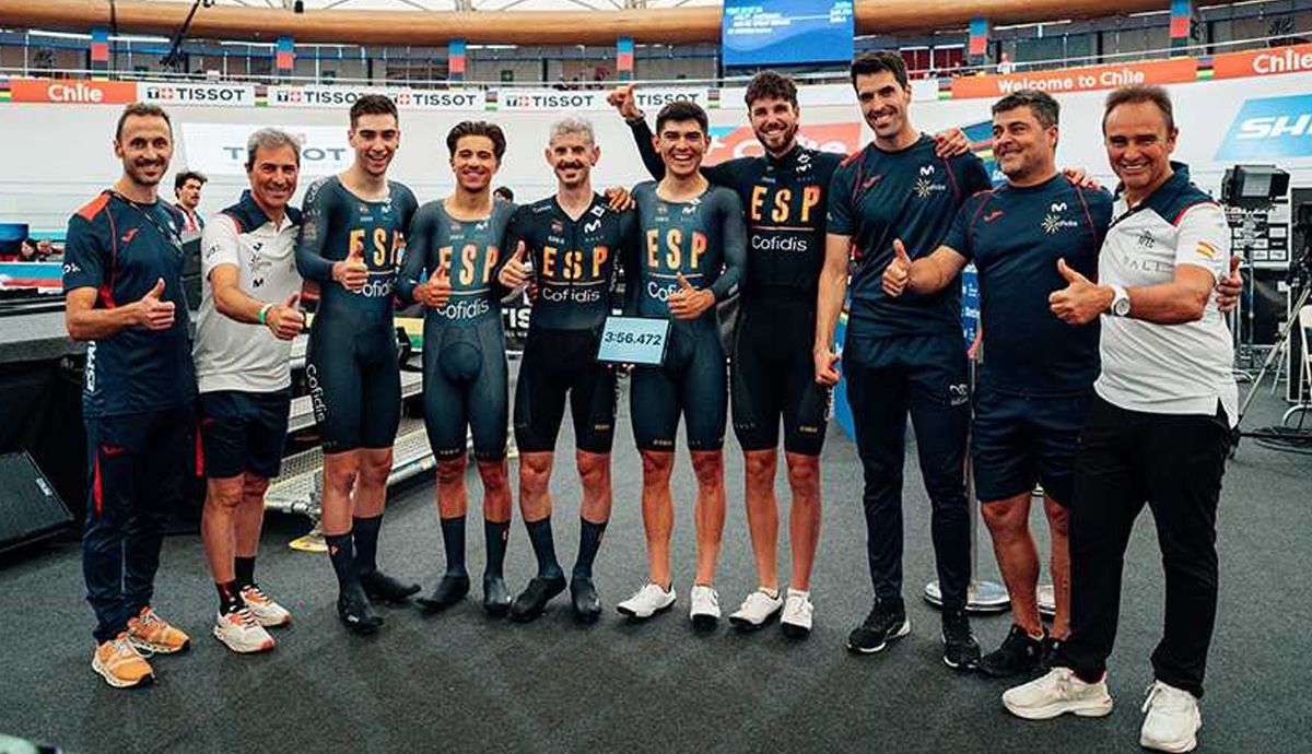 La cuarteta masculina logra el récord de España en la 1ª jornada del Mundial de Pista de Chile