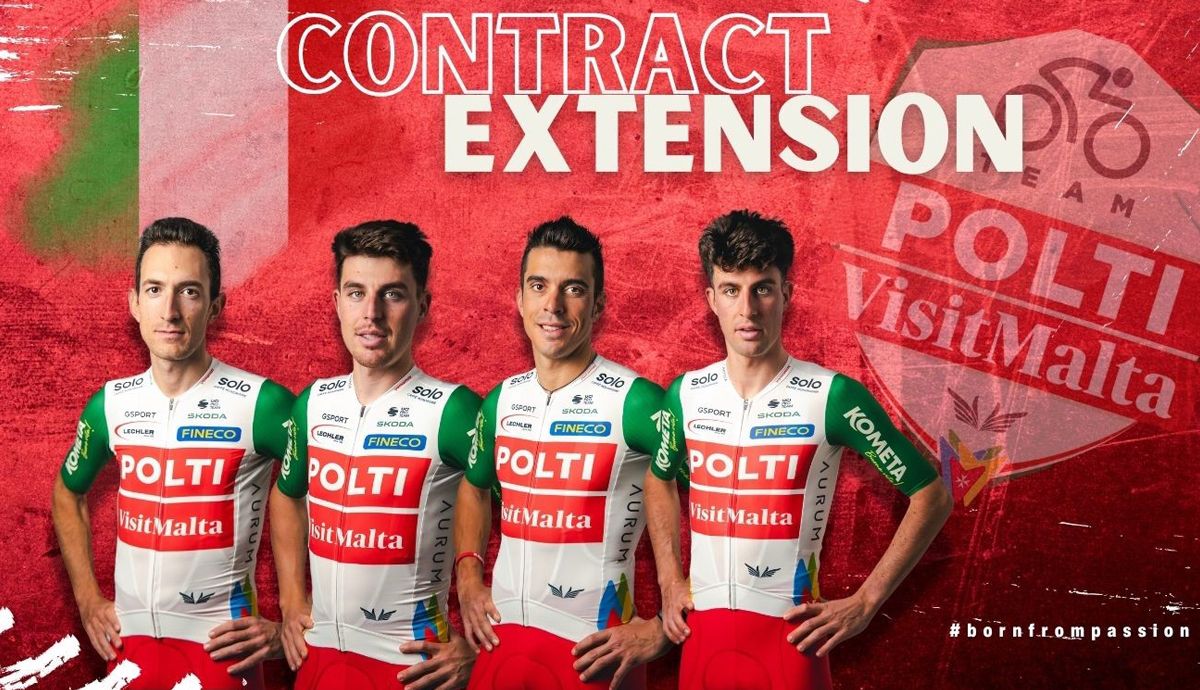 Mirco Maestri, Alessandro Tonelli y los hermanos Davide y Mattia Bais renuevan con el Polti VisitMalta