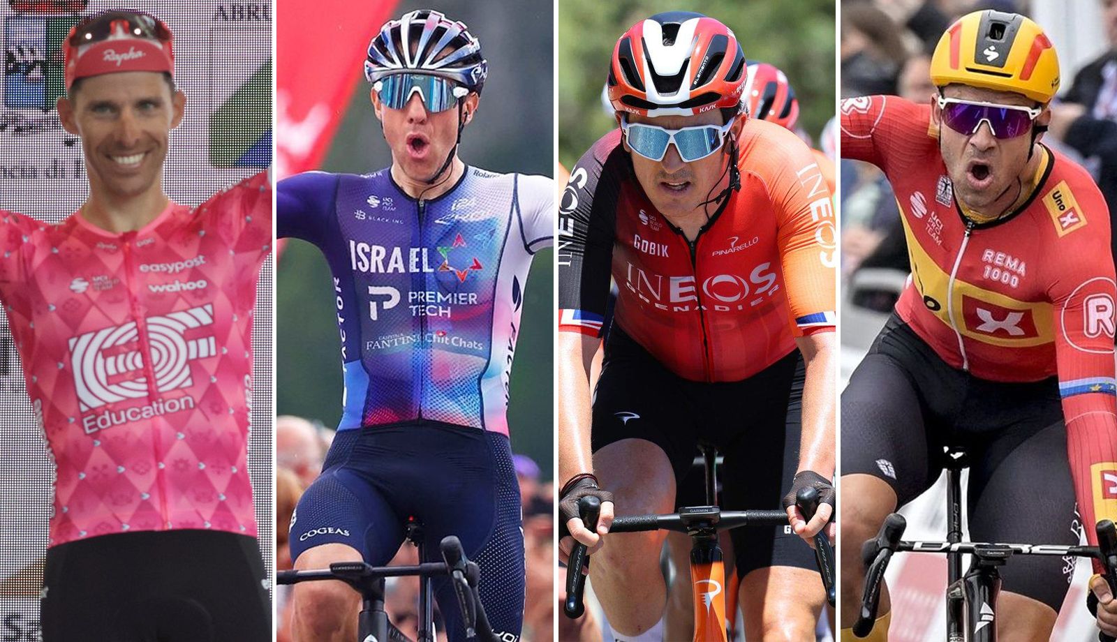 Rui Costa, Michael Woods, Geraint Thomas y Alexander Kristoff