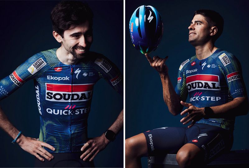 Valentin Paret Peintre y Mikel Landa con la nueva equipación del equipo