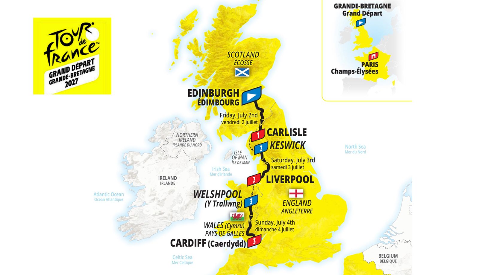 Así son las tres primeras etapas del Tour de Francia 2027