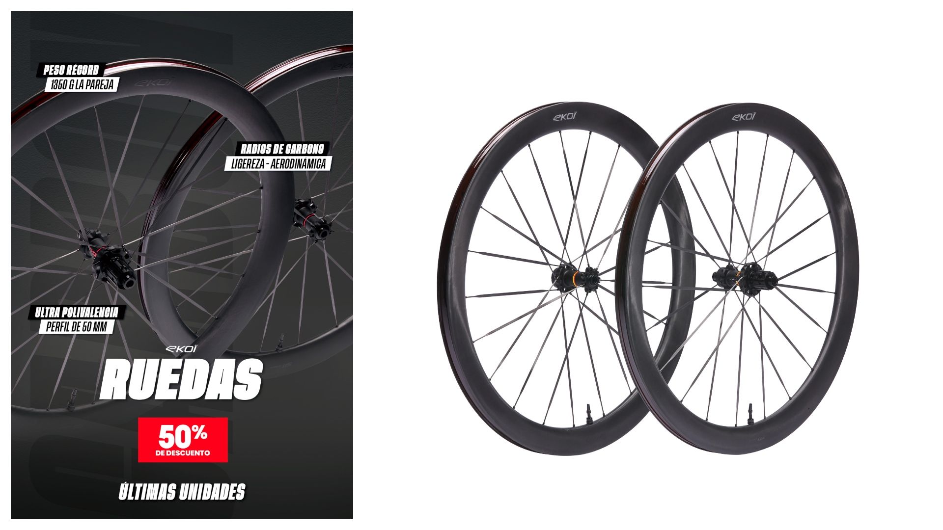 200 parejas de ruedas de carbono con  50% por tiempo muy limitado
