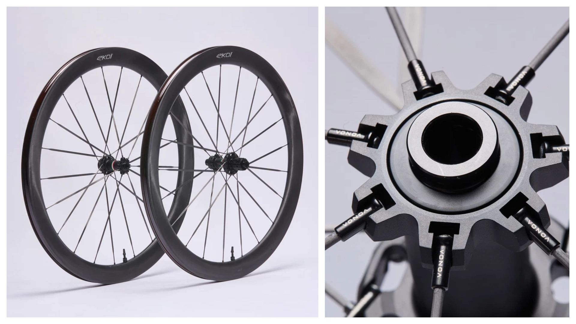 Par de Ruedas EKOI Carbono 50mm Full Black Shimano Italia.