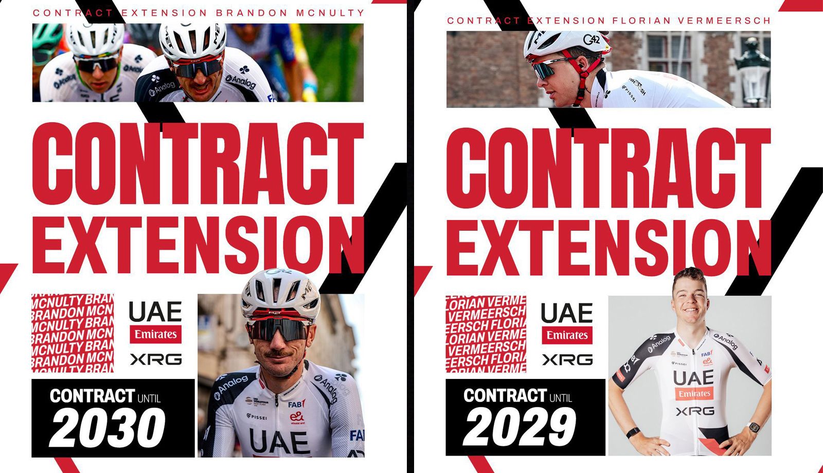 UAE Team Emirates renueva a Brandon McNulty y Florian Vermeersch