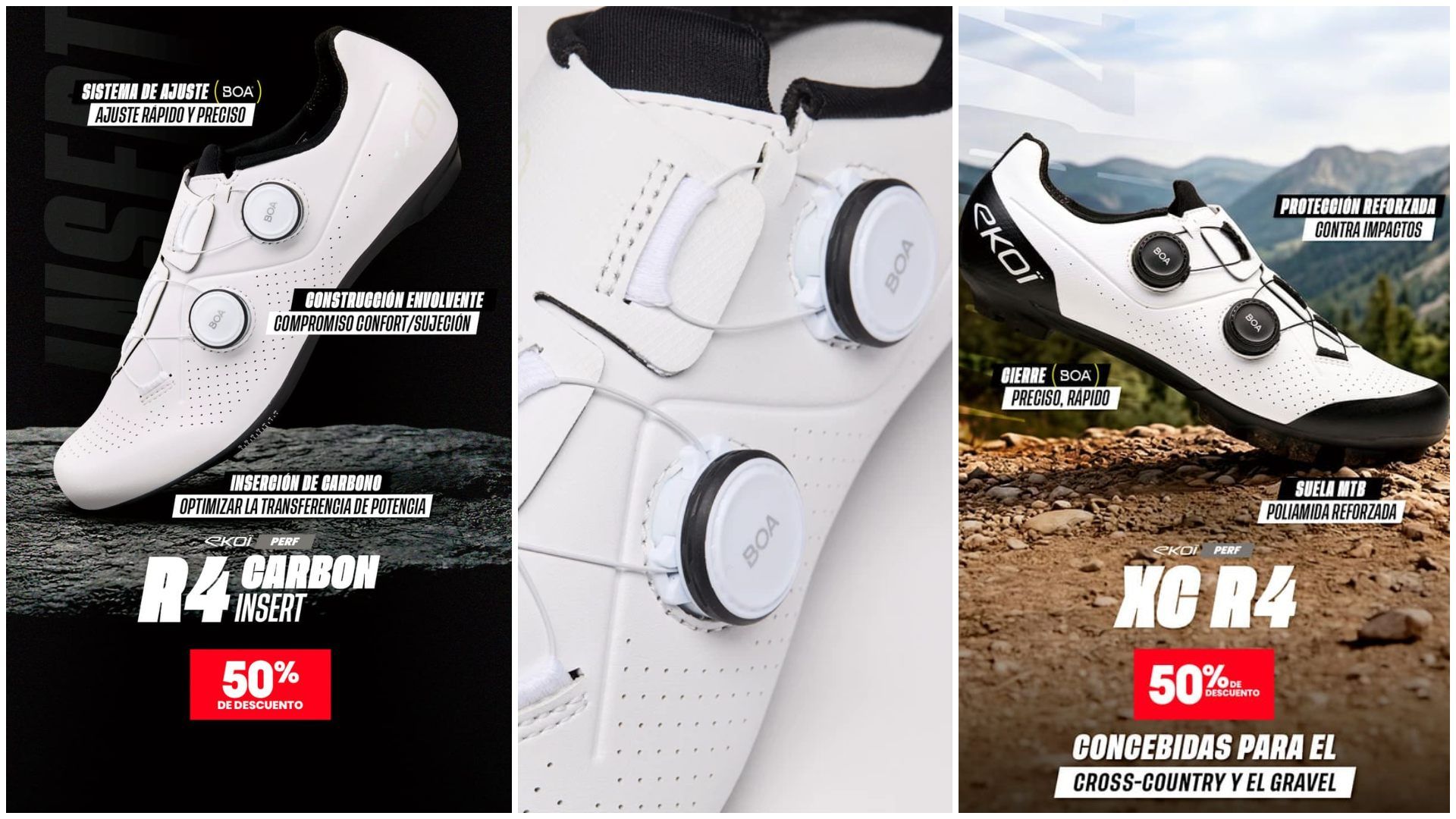 Hasta un 50 % de descuento en zapatillas EKOI de carretera y de MTB.