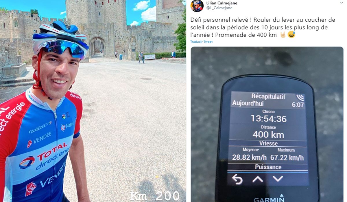 Liliane Calmejane (Total Direct Energie) completó un desafío personal de 400 km (cerca de 14 horas sobre la bicicleta)