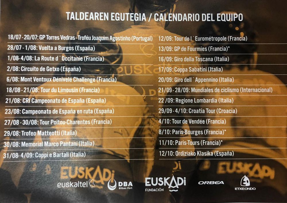 calendario euskaltel euskadi 2020