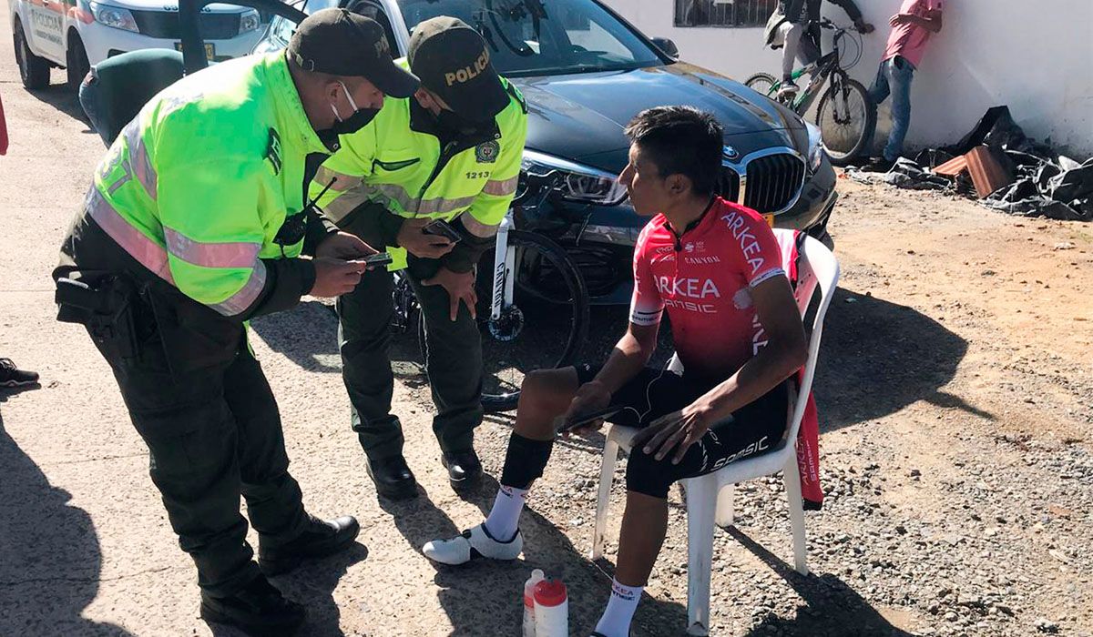 Nairo Quintana, tras su atropello.