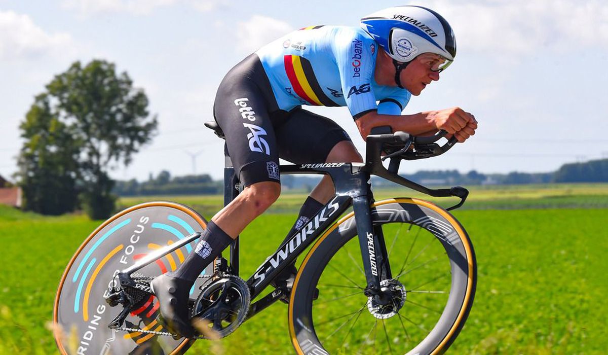 Remco Evenepoel en una imagen del Campeonato Europeo de CRI 2019, donde se impuso por delante de Asgreen y Affini