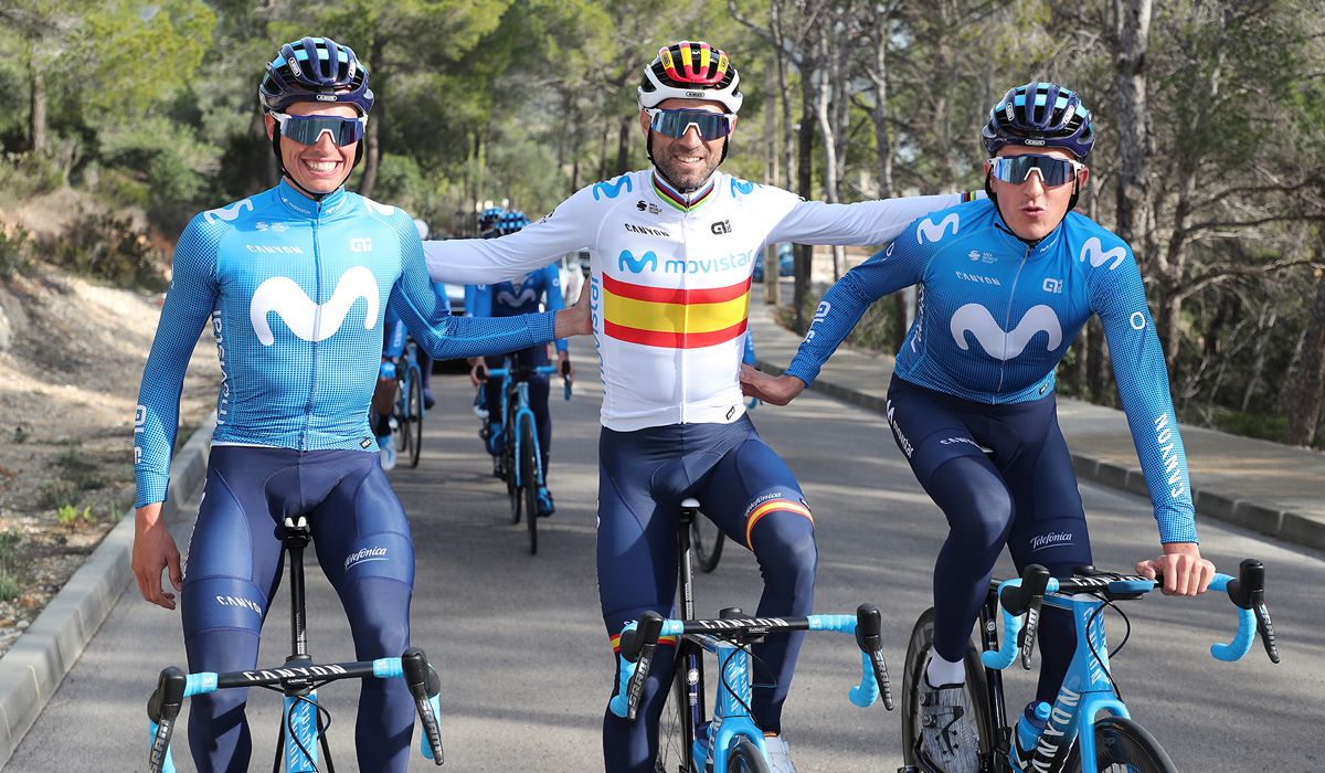 Valverde, Mas y Soler, al frente del Movistar en la concentración de Pirineos