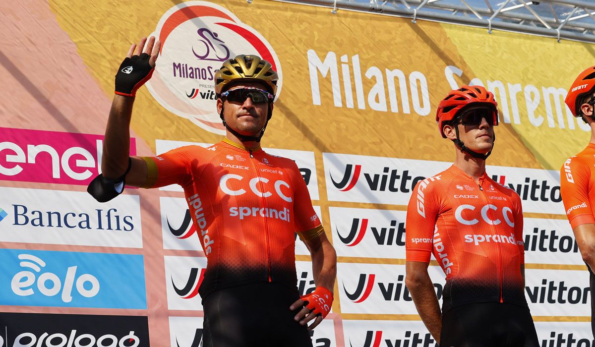 Van Avermaet, en la salida de la Milán San Remo 2020