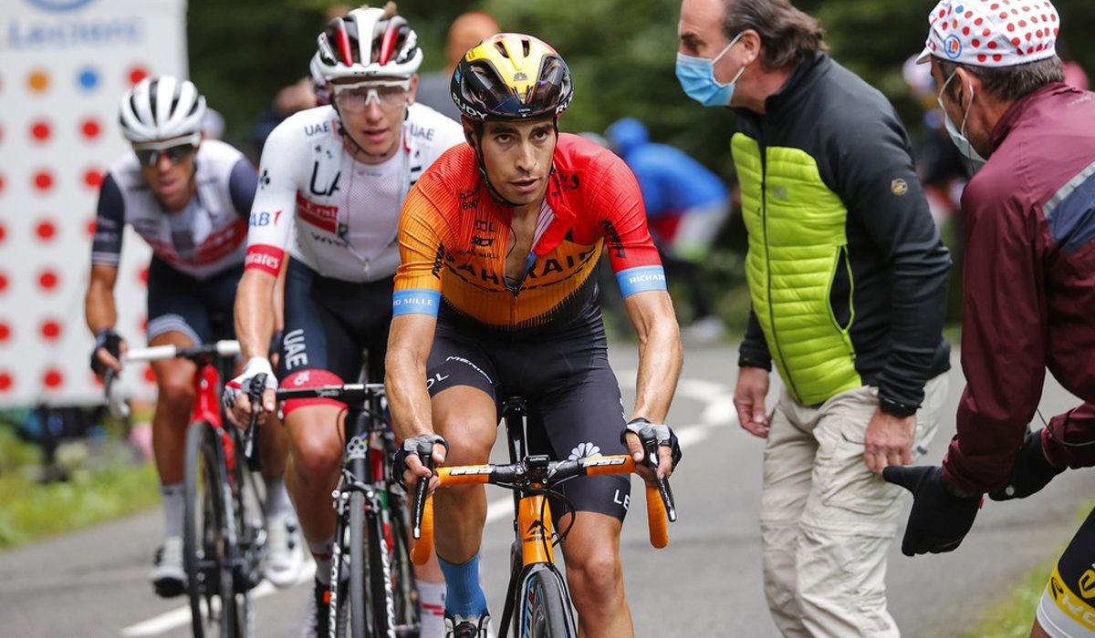 Mikel Landa, delante de Tadej Pogacar y Richie Porte durante la etapa pirenaica de ayer Mikel Landa, delante de Tadej Pogacar y Richie Porte durante la etapa pirenaica de ayer
