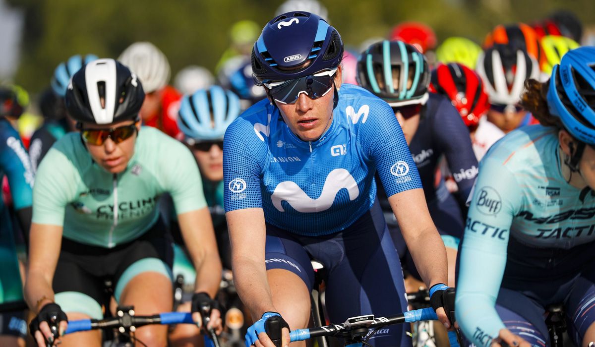 La francesa Aude Biannic seguirá dos temporadas más en el Movistar Team. Foto: Photo Gomez Sport