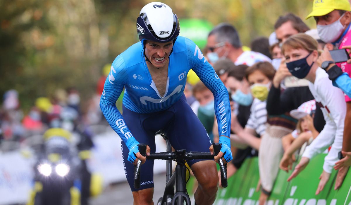 Enric Mas, en la rampa final de la crono de ayer
