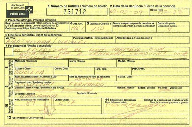 Retirada de puntos a los ciclistas