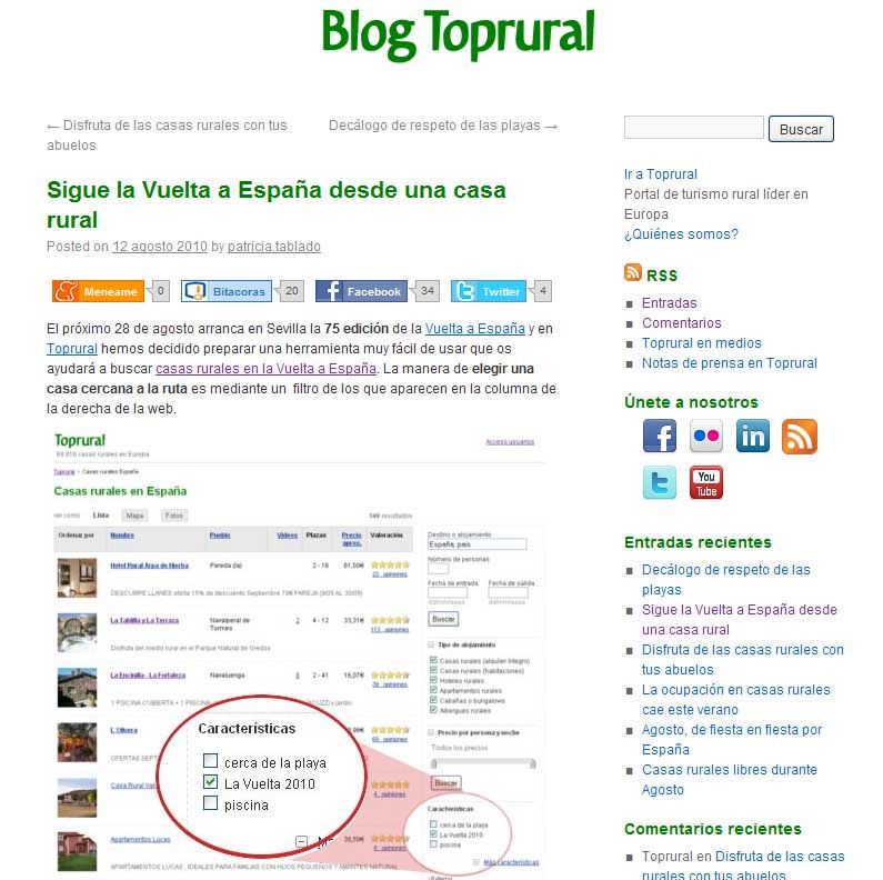 Sigue la Vuelta haciendo Turismo Rural