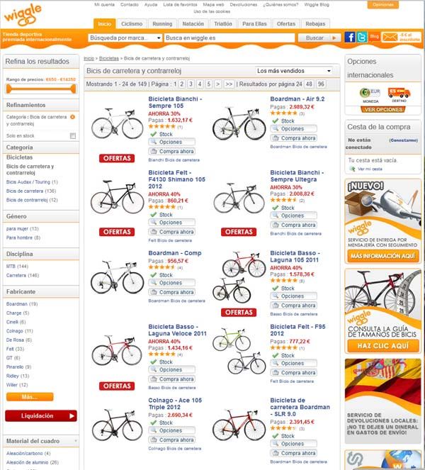 Wiggle lanza la versión en español de su web