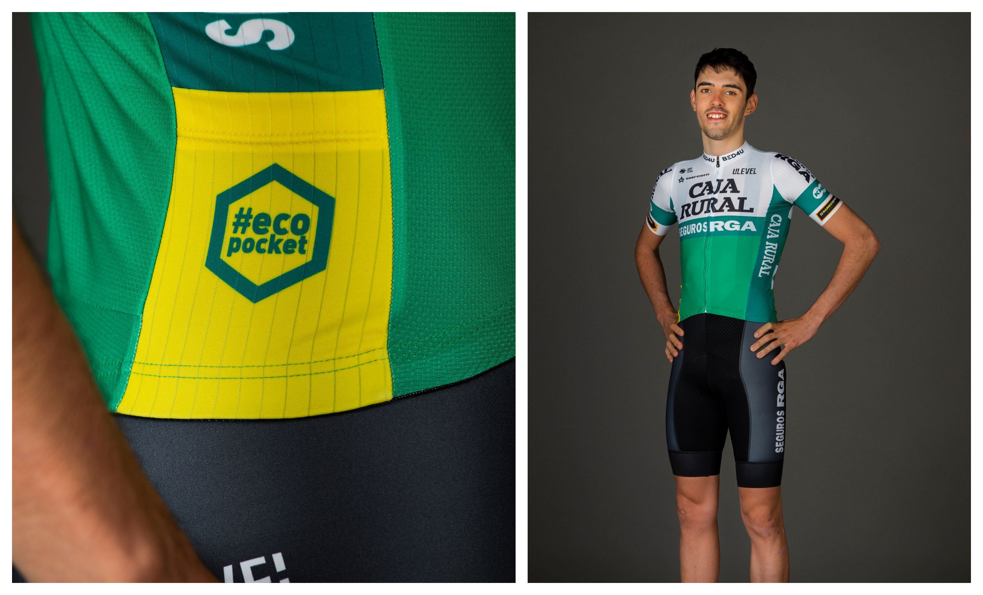 El nuevo maillot del Caja Rural incorpora un bolsillo para guardar residuos.
