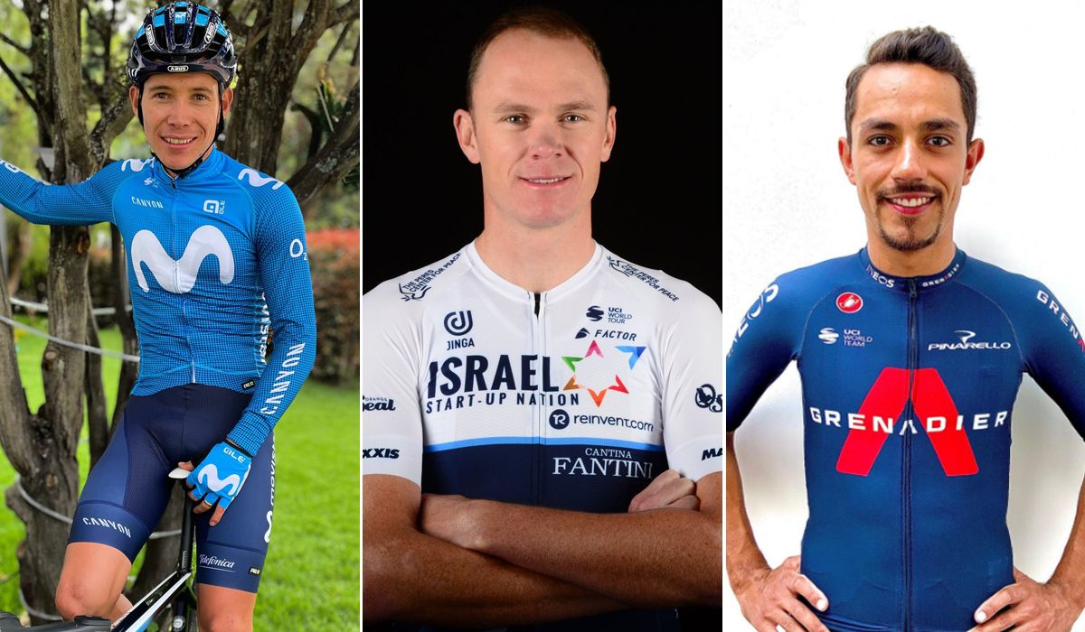 Miguel Ángel López, Chris Froome y Daniel Martínez. Fotos: @SupermanlopezN, @YallaIsraelSUN, Instagram danielfelipemartinezp. 
