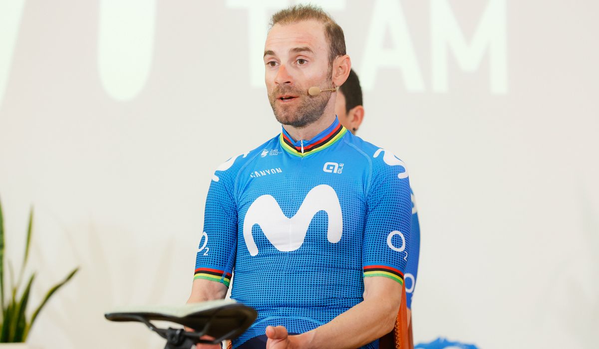 Alejandro Valverde durante la presentación del Movistar Team 2021