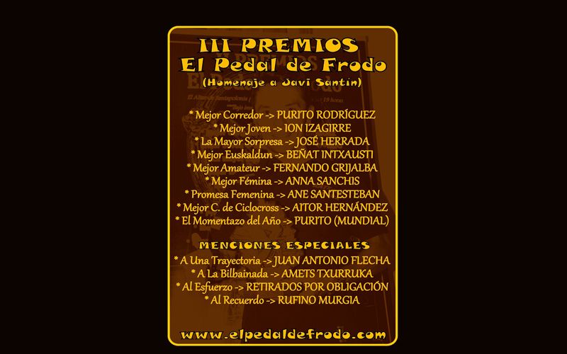 Desvelados los ganadores en los premios del Pedal de Frodo 2013