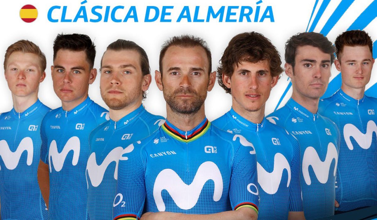 Con estos siete ciclistas competirá el Movistar Team en la Clásica de Almería. 