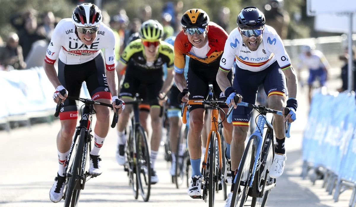 Tadel Pogacar y Alejandro Valverde, dos de las estrellas del UAE Tour 2020. Foto: Photo Gomez Sport