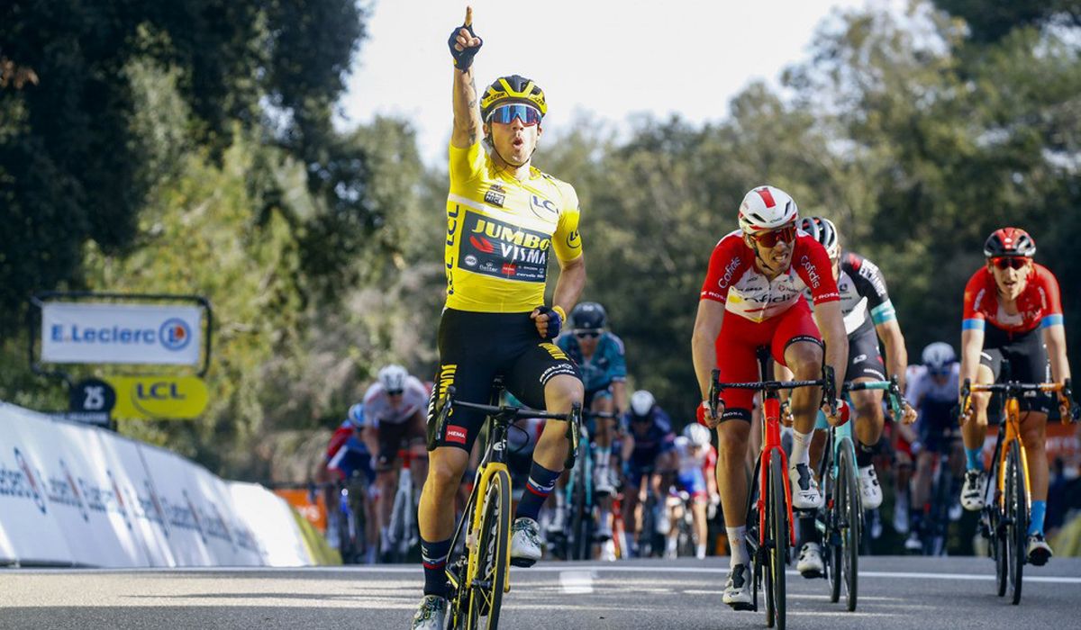 Roglic, intratable en el final cuesta arriba en Biot, suma su segunda victoria. Foto: Roberto Bettini / Bettini Photo