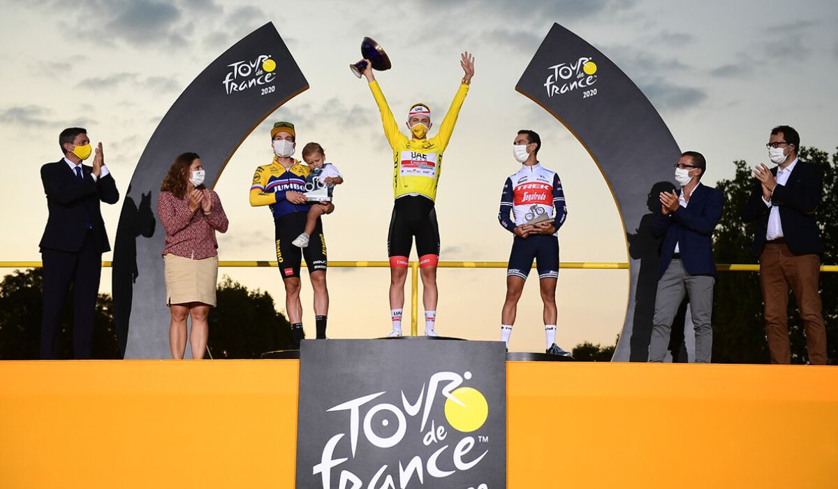 Podio del Tour de Francia 2020. 