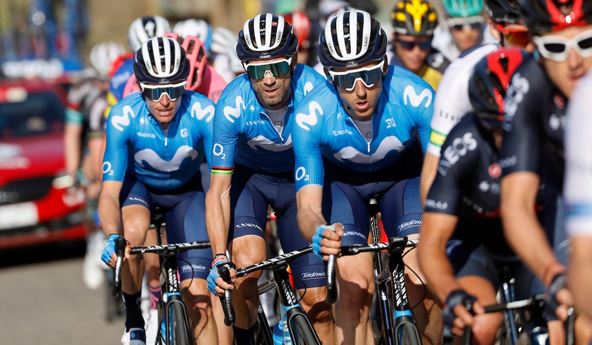 Carlos Verona, Alejandro Valverde y Enric Mas, en una imagen de la pasada Volta a Catalunya.
