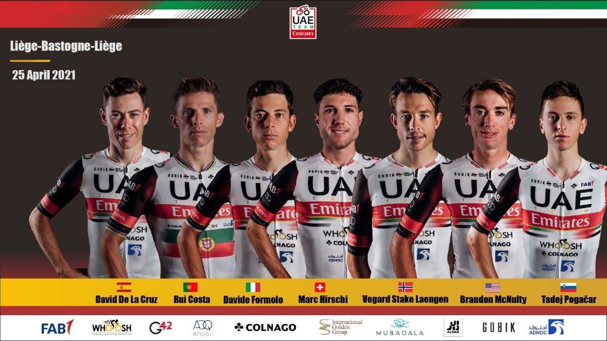 Alineación del UAE Team Emirates para la Lieja Bastoña Lieja 2021