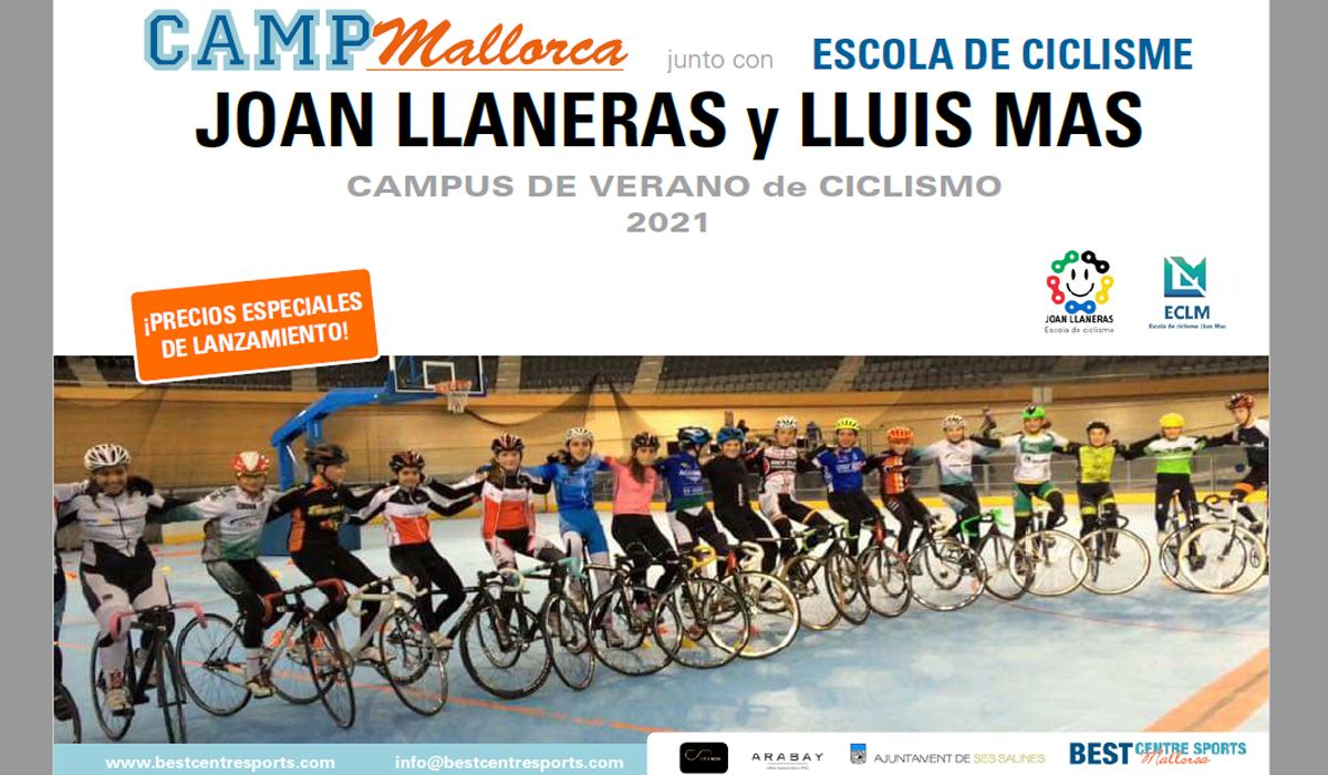Camp Mallorca, con la Escola de Ciclisme Joan Llaneras y Lluis Mas