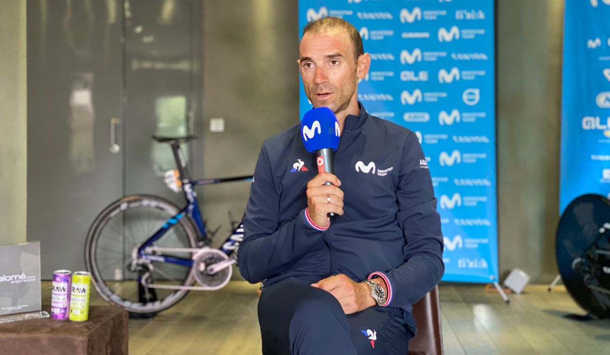 Alejandro Valverde durante la rueda de prensa en la segunda jornada de descanso del Tour. 