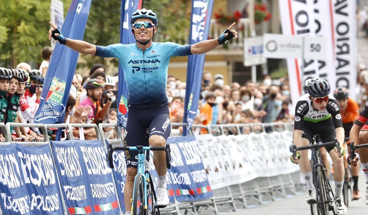 Luis León Sánchez celebrando el pasado domingo su victoria en la Clásica de Ordizia
