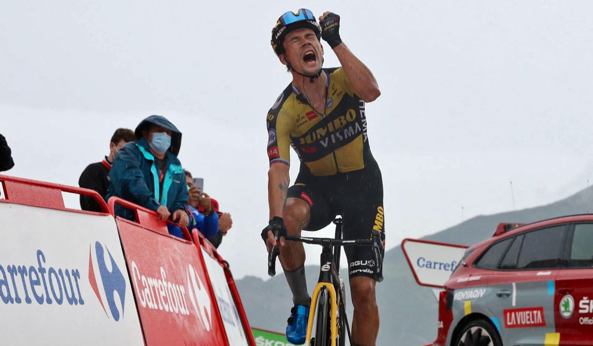 Golpe de autoridad de Roglic: dinamita la carrera con Bernal, gana en Lagos y recupera el liderato. Foto: Photo Gomez Sport