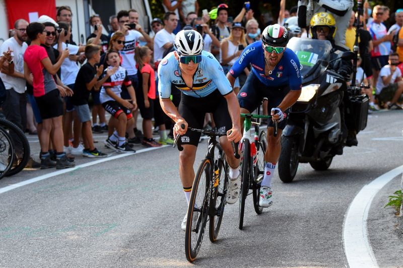 Evenepoel tensó al italiano al máximo en la última subida al Povo Evenepoel tensó al italiano al máximo en la última subida al Povo