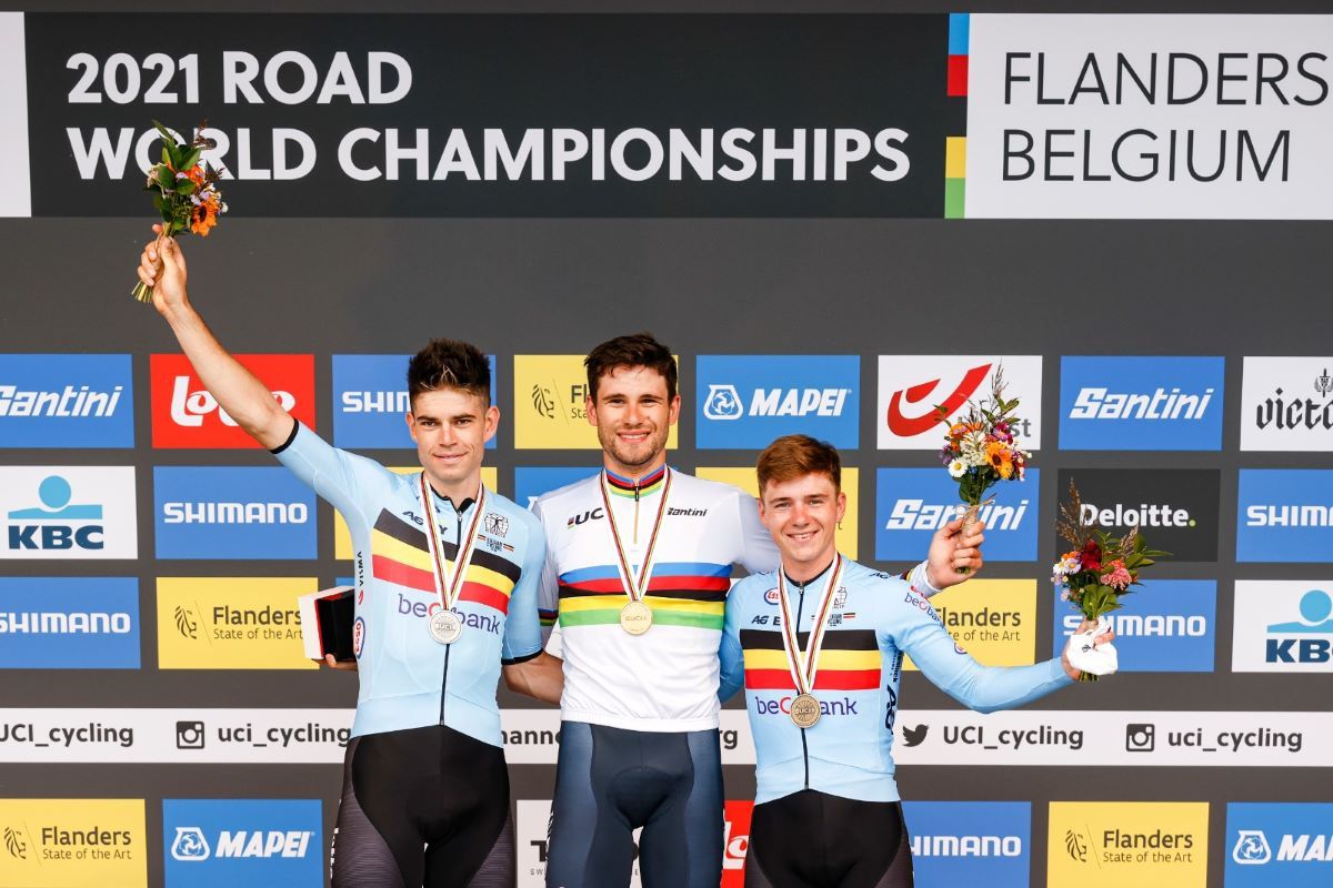 Filippo Ganna, Wout van Aert y Remco Evenepoel