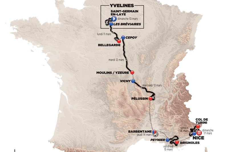 París-Niza: una CRI de 25 km y la inédita subida a Turini, claves 