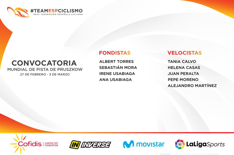 Convocatoria de la Selección Española para el Campeonato del Mundo de Pista 2019