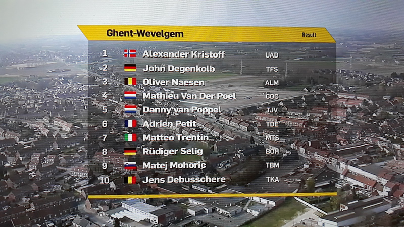 Kristoff, el más fuerte en el sprint de la Gante-Wevelgem