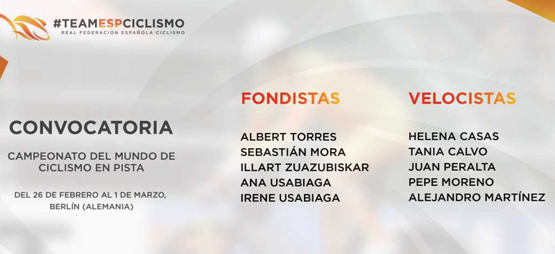 Convocatoria de la Selección Española de Pista para el Mundial de Berlín 2020
